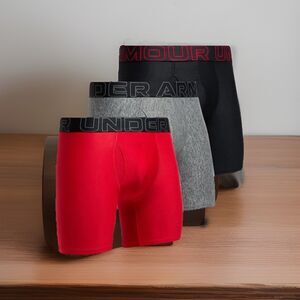 Under Armour Boxer Briefs Mens Size Large 3 Pack Performance Tech Red Black Gray